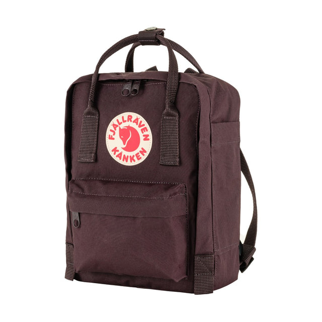 Side angle view of blackberry Fjallraven Kanken Mini backpack