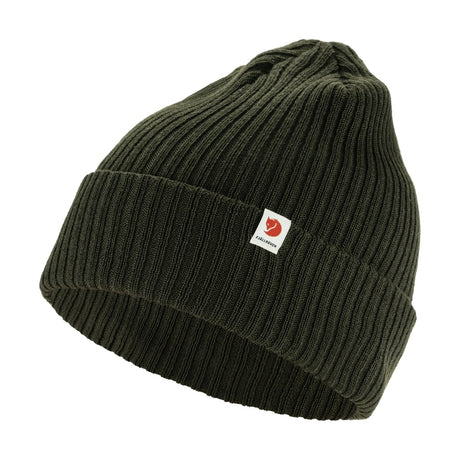 Green Fjallraven rib knit beanie