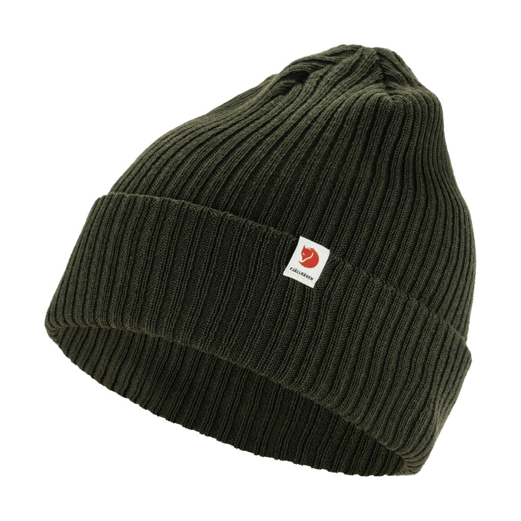 Green Fjallraven rib knit beanie