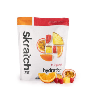 Resealable bag of fruit punch skratch labs hydration sport drink mix