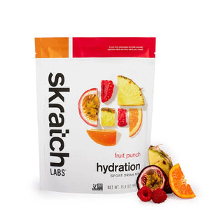 Resealable bag of fruit punch skratch labs hydration sport drink mix