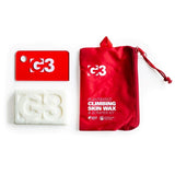 Unpacked view of G3 Plant-based climbing skin wax and scraper kit
