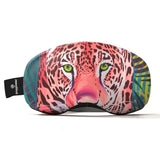 Goggle lens cover with El Jagura graphic