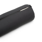 Black cylindrical yoga bolster zipper detail