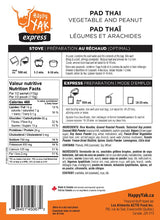 Ingredients view of happy yak pad thai freeze-dried meal