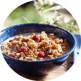 Prepared view of Happy Yak Raspberry and Vanilla granola backpacking meal