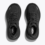 Top view of men's black Hoka Bondi 9 running shoes