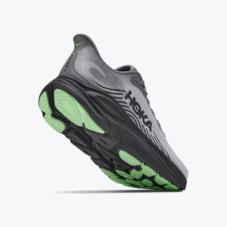 Sole view of men's grey Hoka Clifton 11 running shoe