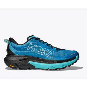 Side view of men's Hoka Mafate 5 trail shoe in Skyward Blue/Black colour
