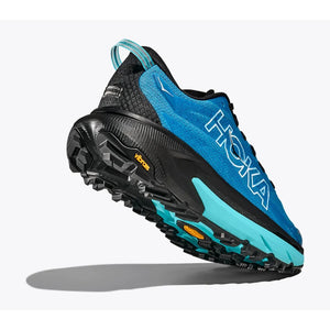 Sole view of Hoka Mafate 5 trail shoe in Skyward Blue/Black colour