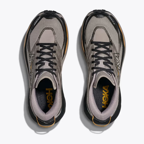 Top view of men's grey/black Hoka Mafate 5 running shoes
