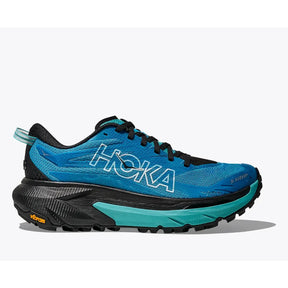 Side view of women's Hoka Mafate 5 trail shoe in Skyward Blue/Black colour