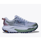 Side view of women's blue/green Hoka Mafate 5 running shoe