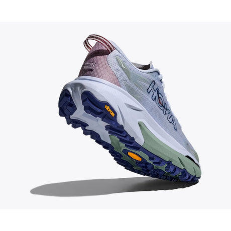 Sole view of women's blue/green Hoka Mafate 5 running shoe