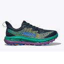 Side view of men's Hoka Mafate 4 trail running shoe in strata/tech green colour