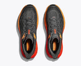 Top view of men's hoka speedgoat 5 trail running shoes in castle rock/flame