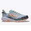 Side view of women's Hoka Speedgoat 6 gore-tex trail running shoe in jade/grey colour