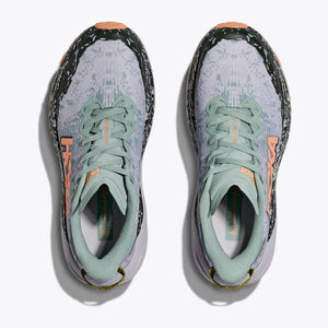 Top view of women's Hoka Speedgoat 6 gore-tex trail running shoes in jade/grey colour