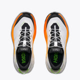 Top view of kids' white/orange Hoka Speedgoat 7 running shoes