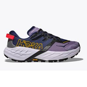 Side view of women's purple/blue Hoka Speedgoat 7 running shoe