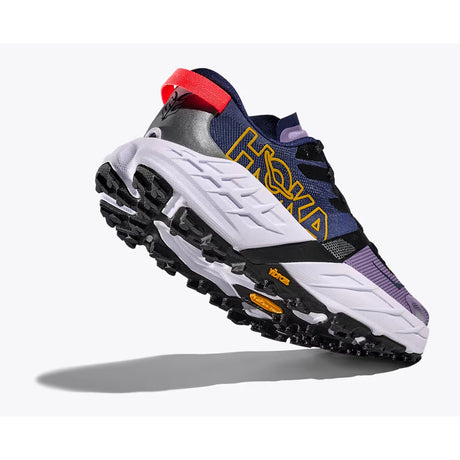 Sole of women's purple/blue Hoka Speedgoat 7 running shoe
