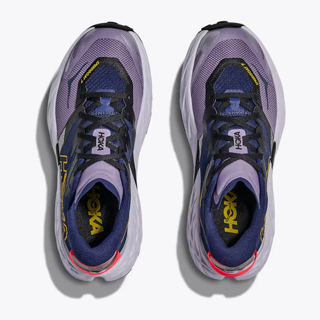 Top view of women's purple/blue Hoka Speedgoat 7 running shoes