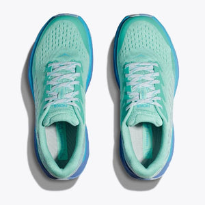 Top view of women's Hoka Torrent 3 running shoe in cloudless/cosmos colour