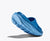 Angled view of hoka u ora recovery slide sandal in blue