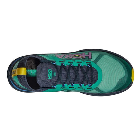 Top view of men's Hoka Zinal 2 trail running sho in tech green/strata colour