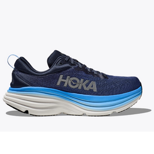 Side view of men's Hoka Bondi 8 running shoe in Outer Space 