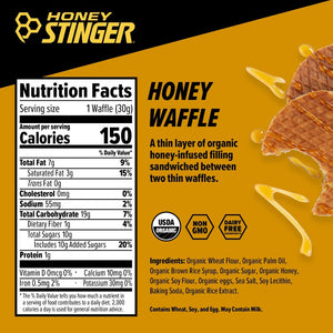 Honey flavoured Honey Stinger energy waffle nutrition facts