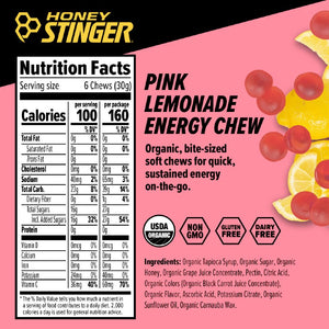Honey Stinger pink lemonade energy chews nutrition facts