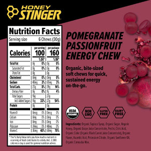Honey Stinger pomegranate passionfruit energy chews nutrition facts