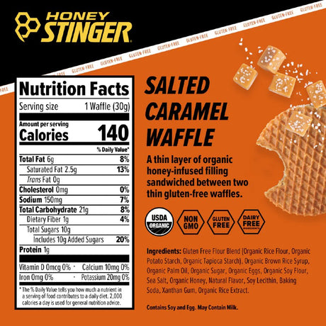 Salted caramel Honey Stinger energy waffle nutrition facts