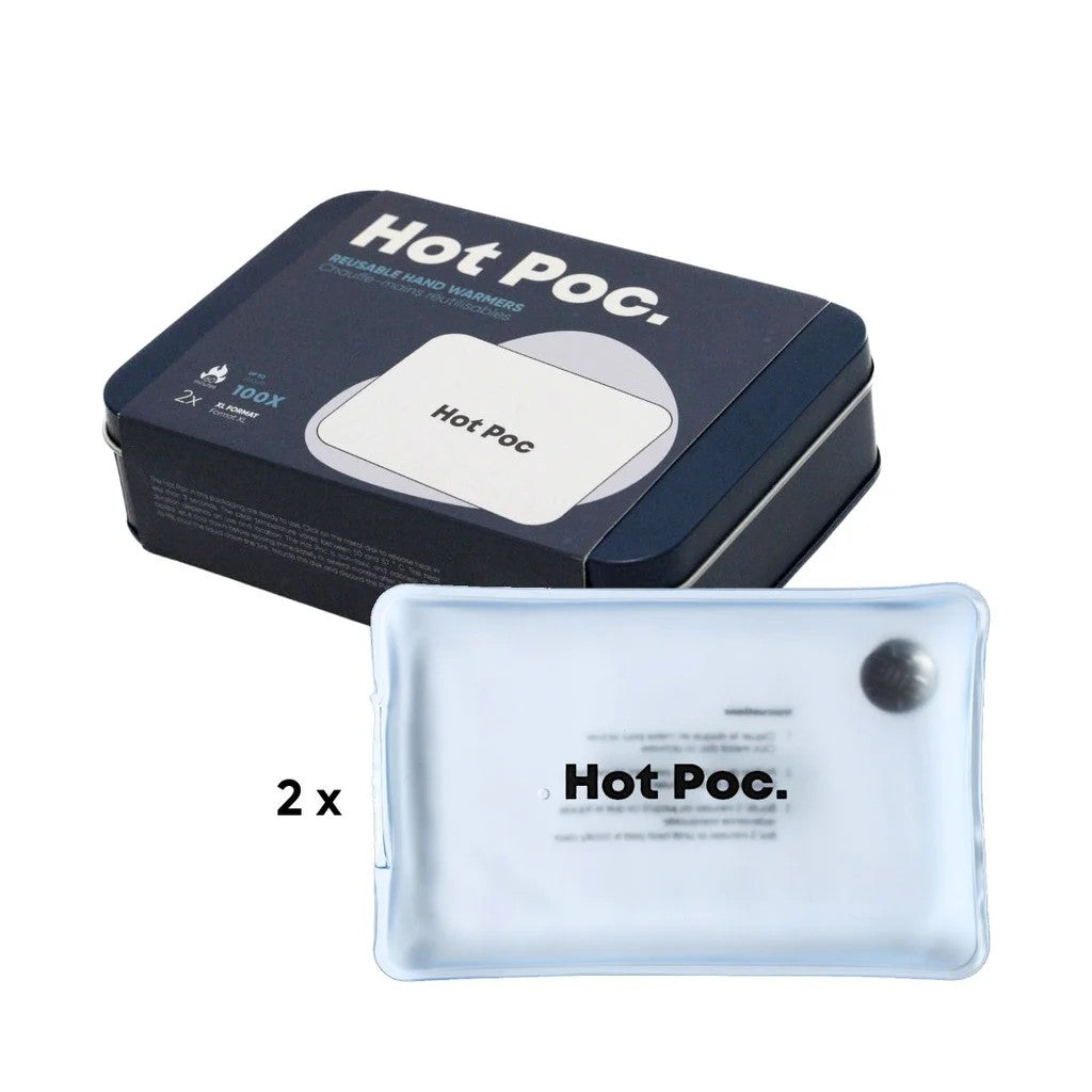 Hot Poc hand warmers with packaging on a white background