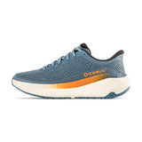 Side view of icebug Aura RB9X running shoes in pigeon blue/peach colour
