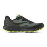 Inner side view of men's black/green Icebug Pytho 7 studded running shoe