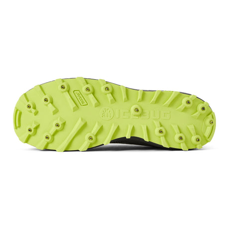 Sole of men's black/green Icebug Pytho 7 studded running shoe