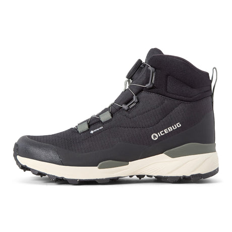 Side view of men's black Icebug Rover 2 studded hiking boot