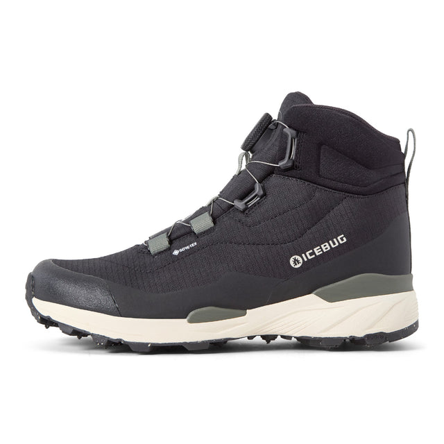 Side view of men's black Icebug Rover 2 studded hiking boot