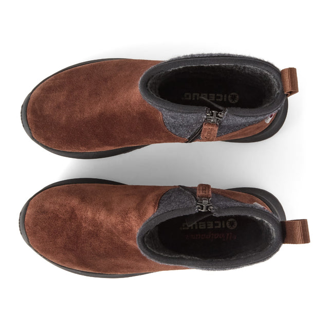Top view of a pair of brown Icebug Sander winter boots