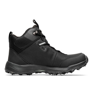 Inner side view of women's black Icebug Speed2 studded winter boot