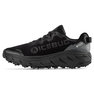 Side view of women's Icebug BUGrip Gore-Tex studded running shoe in true black