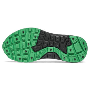 Sole of men's Icebug NewRun BUGrip Gore-Tex studded running shoe in black/grass colour