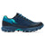 Inner side view of women's Icebug Pytho6 BUGrip studded running shoe in dark blue/mint colour