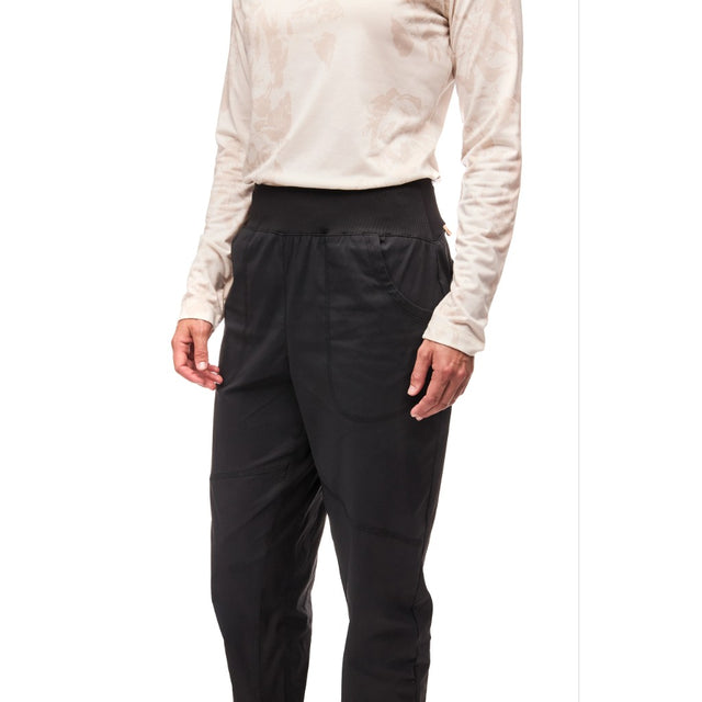 Waist detail of women's black Indyeva Andolana joggers