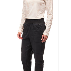 Waist detail of women's black Indyeva Andolana joggers