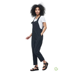 Side view of Indyeva Arin overalls in black