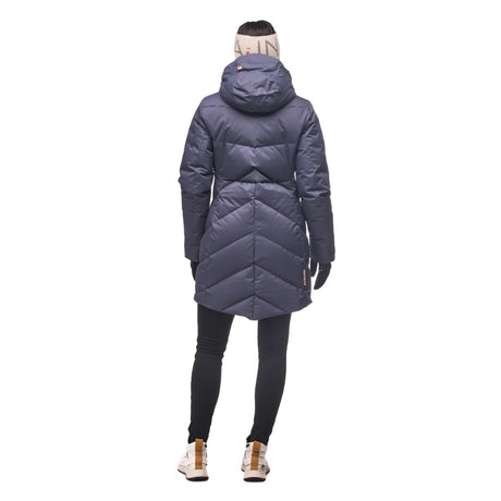 Back on-model view of women's blue/grey Indyeva Ayaba III winter jacket