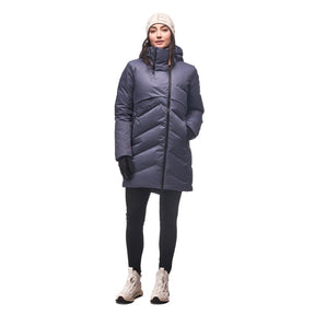 Front on-model view of women's blue/grey Indyeva Ayaba III winter jacket